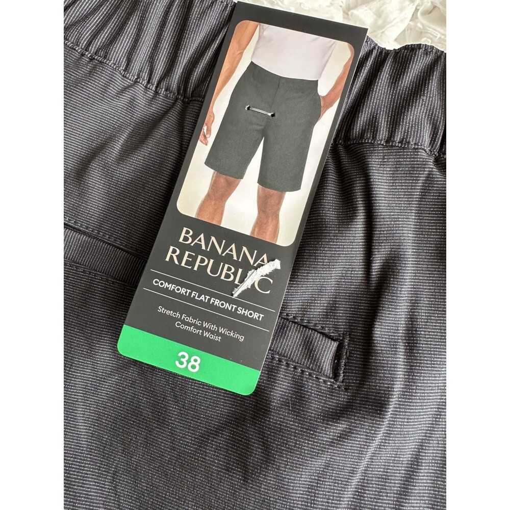Banana Republic Men’s Shorts 38 Flat Front Stretch Performance Golf Black NWT